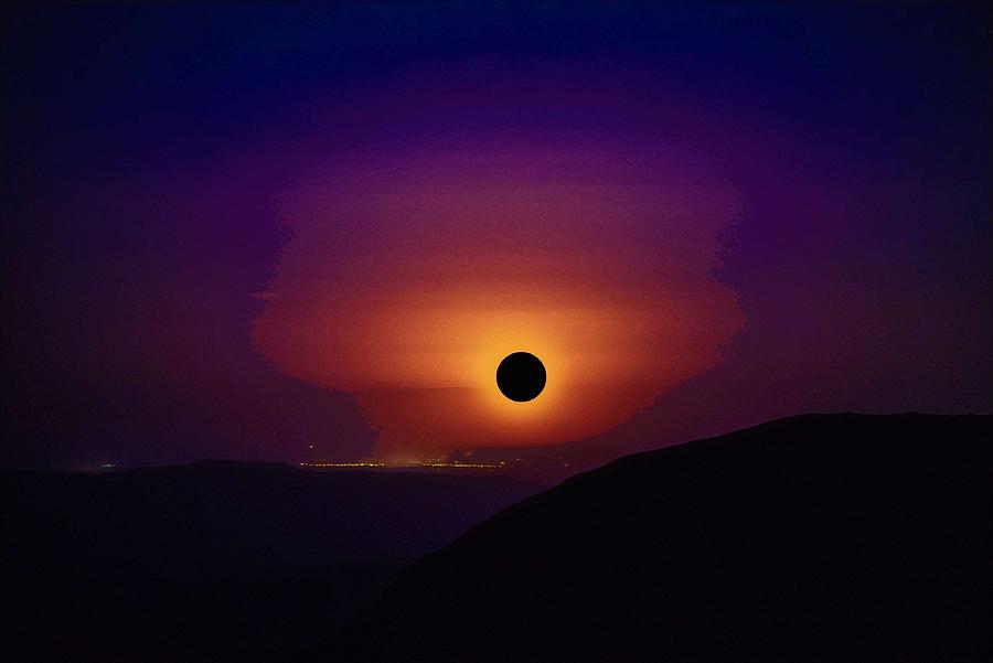Solar Eclipse over Los Angeles, USA 2 Painting by Celestial Images