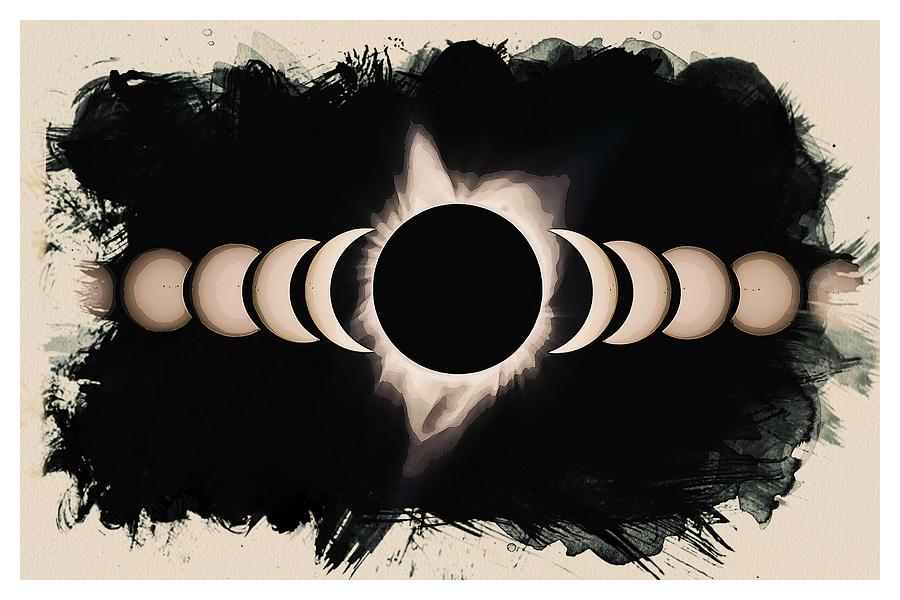 Nature Painting - Solar Eclipse Phases 2 by Celestial Images
