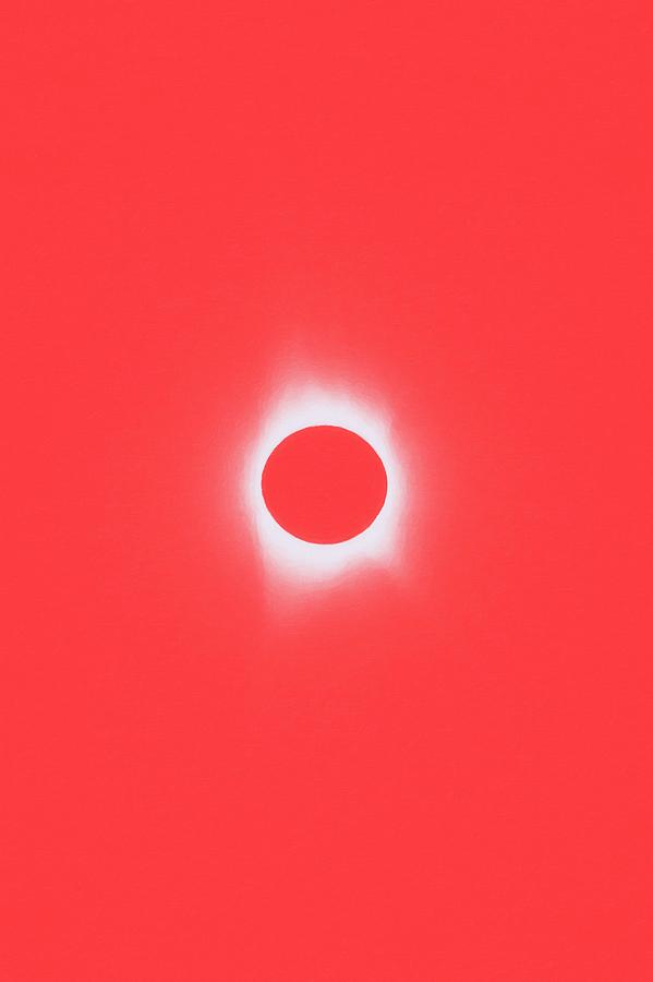 Solar Eclipse, Saros cycle in red candy color Painting by Celestial Images