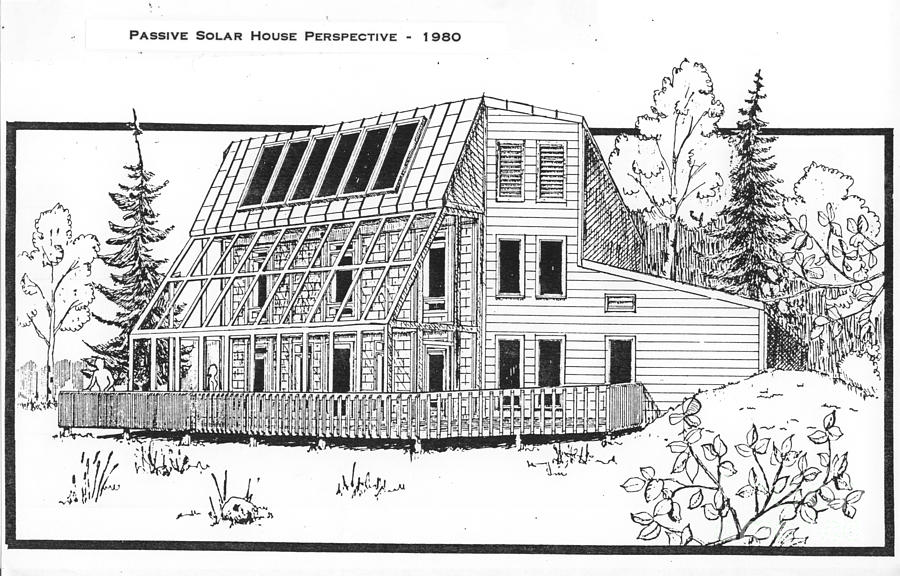 Solar House Drawing by Ronald Bissett