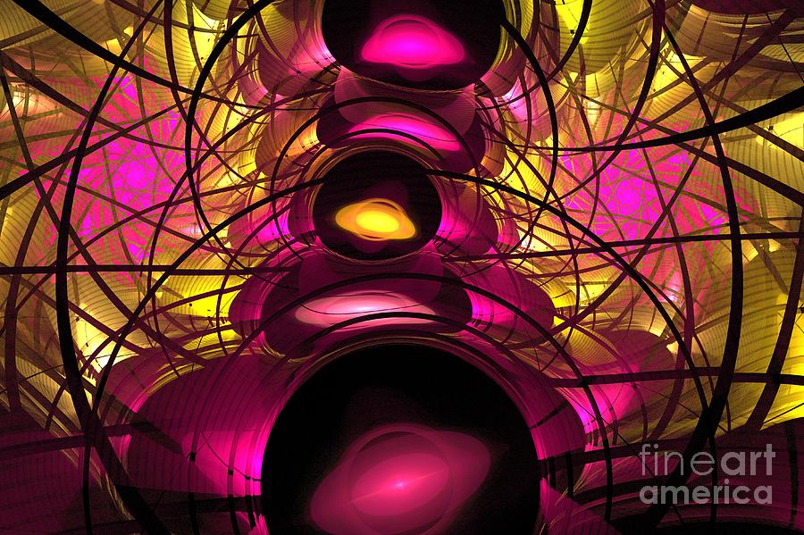 Abstract Digital Art - Solar Pink Webs by Kim Sy Ok