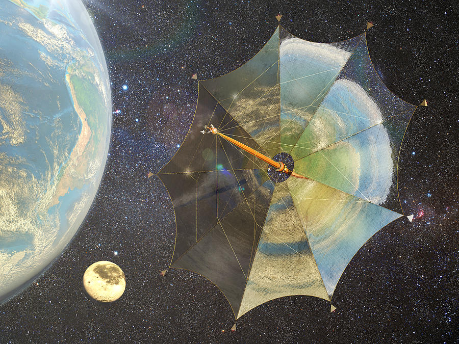 Solar Sail Johannes Kepler on its way to Jupiter Digital Art by Frans Blok