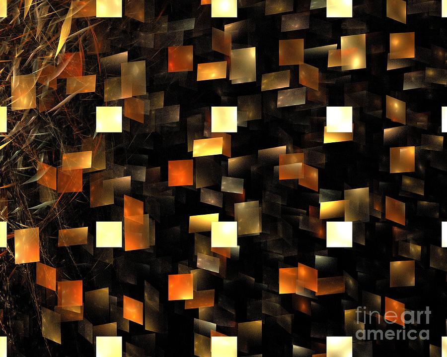 Abstract Digital Art - Solar Sienna Cubes by Kim Sy Ok
