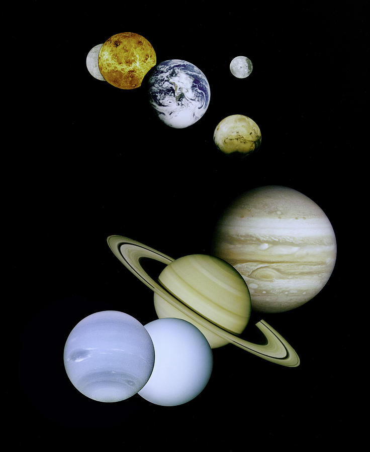 Space Digital Art - Solar System Montage by Lisa Schneider