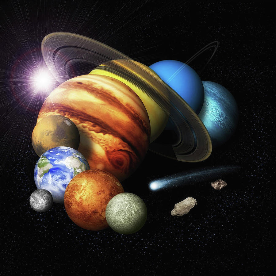Solar System Planets Montage Photograph