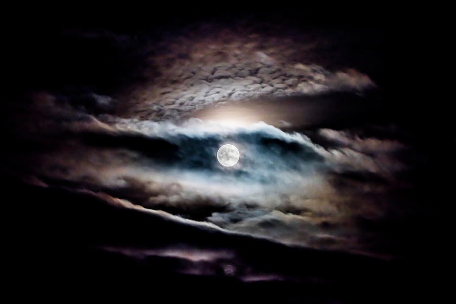 Moon Rise Through Sunset Large Photograph by Steven Poulton