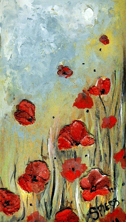 SOLD MOM and POPpies Painting by Amanda Sanford