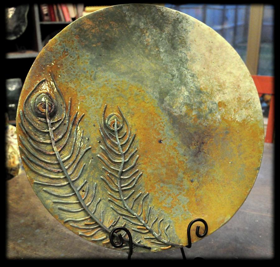Peacock Sculpture - SOLD Peacock Plate by Amanda Sanford