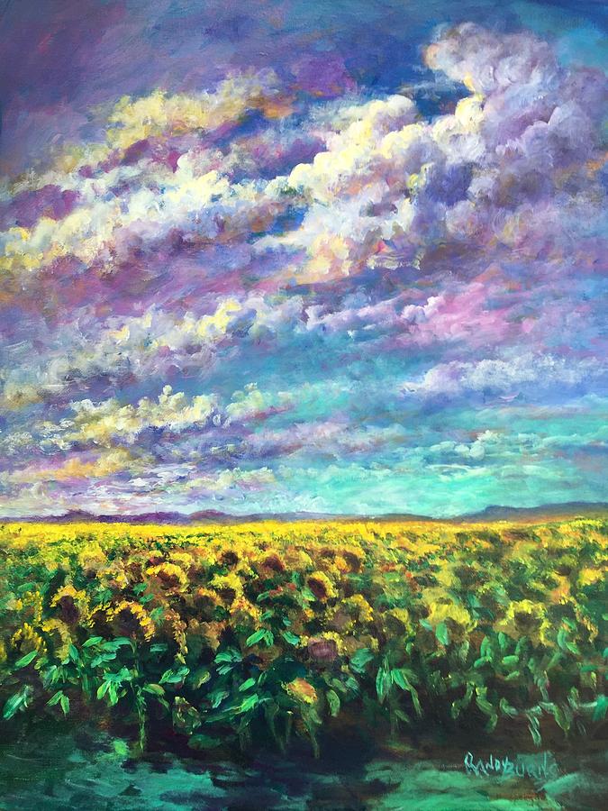 California Sunflower Days #1 Painting by Rand Burns