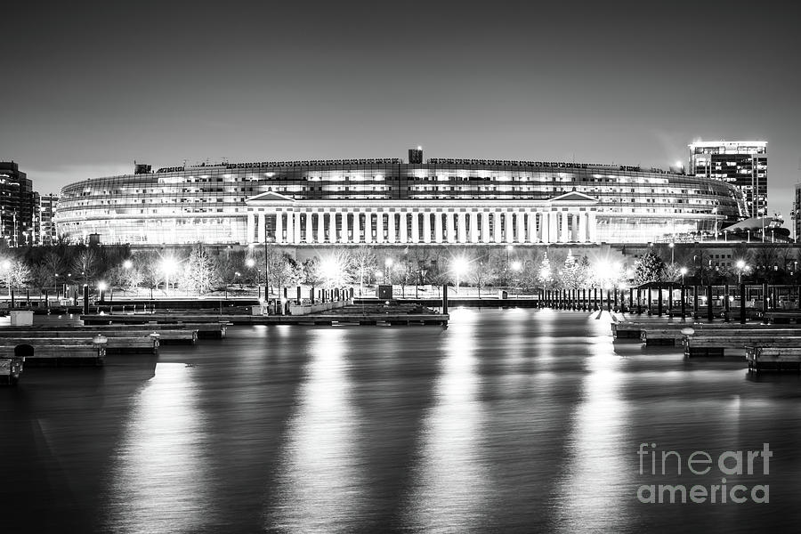 Soldier Field Black and White Photo Photograph by Paul Velgos
