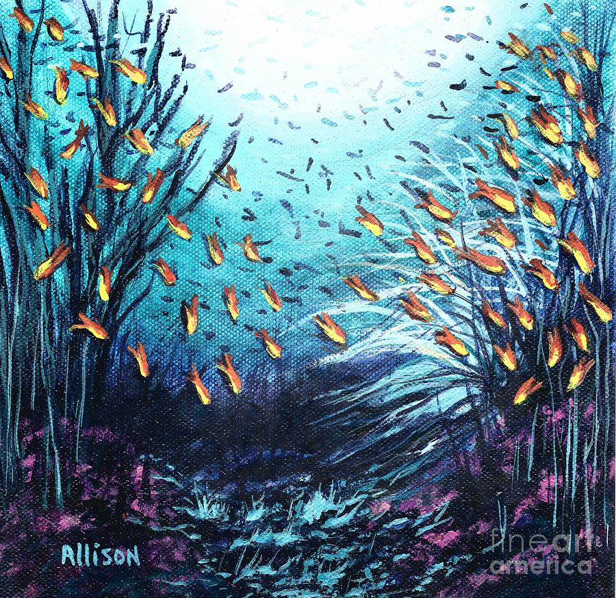 Soldier Fish and Coral  Painting by Allison Constantino