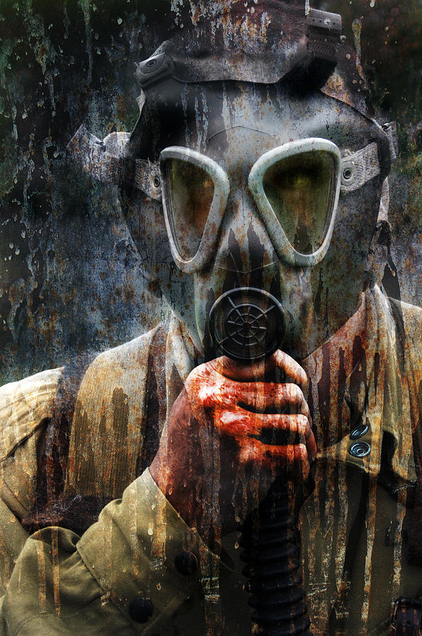 Soldier in World War 2 Gas Mask Photograph by Jill Battaglia