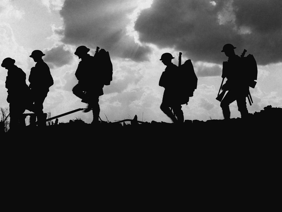 Military Photograph - Soldier Silhouettes - Battle of Broodseinde  by War Is Hell Store