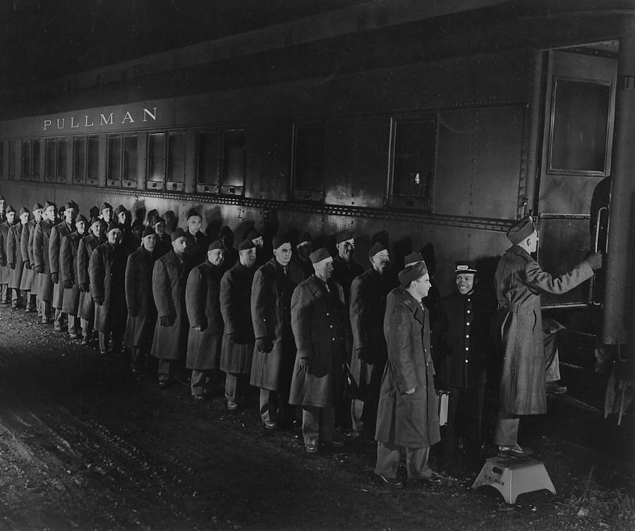 Soldiers Board Pullman Train Car Photograph by Chicago and North Western Historical Society