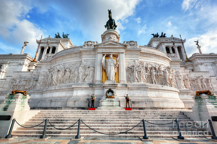 Soldiers guard the Tomb of the Unknown Soldier at The Altare della Patria monument in Rome Photograph by Michal Bednarek