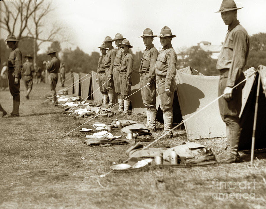 Soldiers Lined Up For Inspection In France Circa 1918 Photograph by