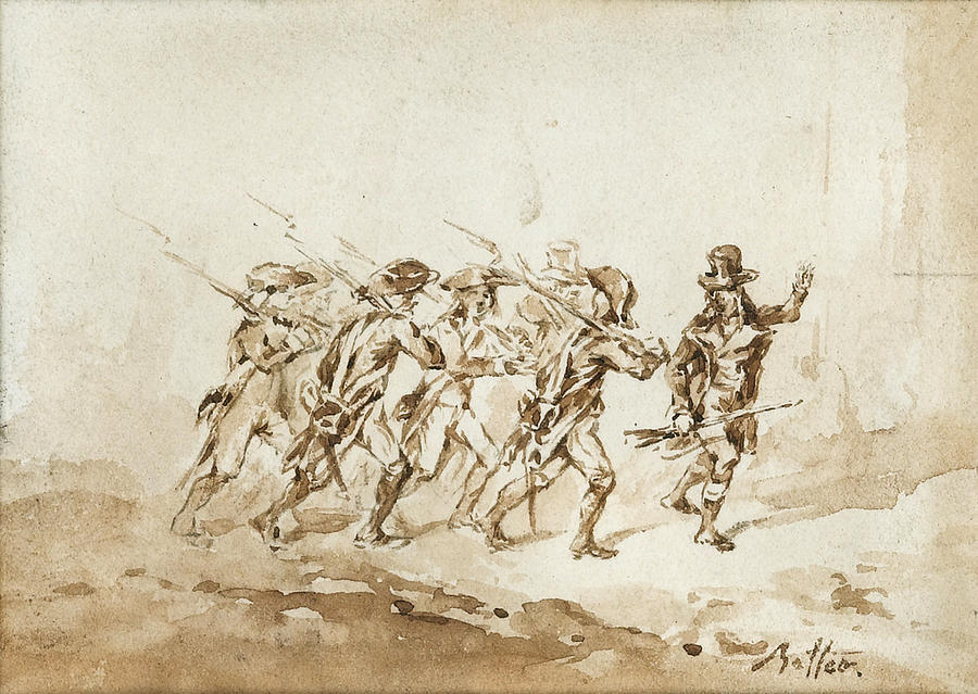 Soldiers March Drawing by Denis-Auguste-Marie Raffet