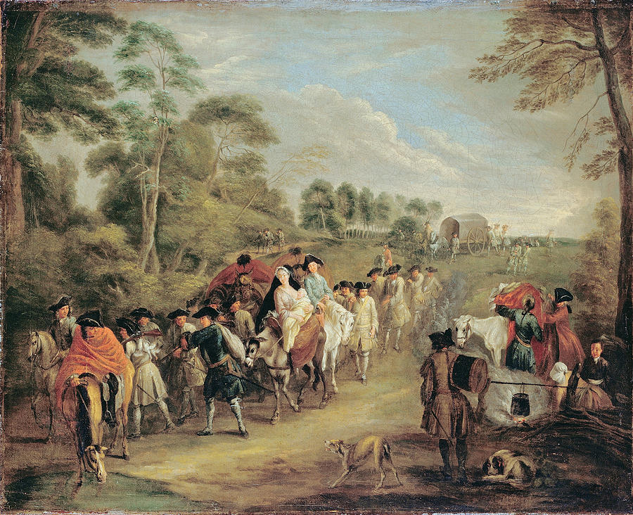 Soldiers on the March Painting by Antoine Watteau