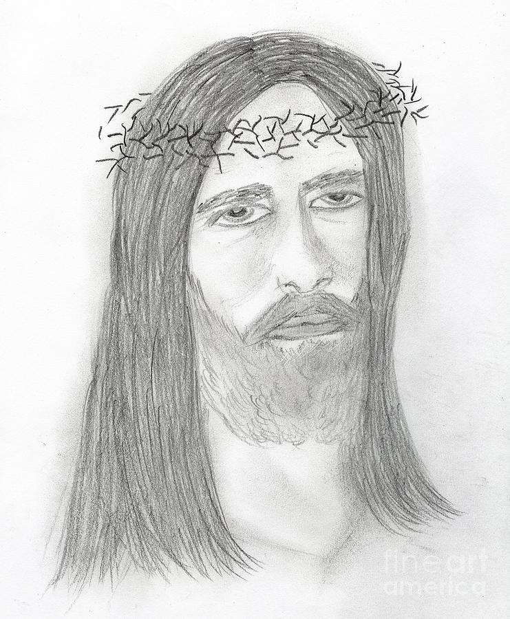 Solemn Jesus Drawing by Sonya Chalmers