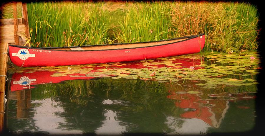 Solemn Red Canoe Photograph by Ola Allen