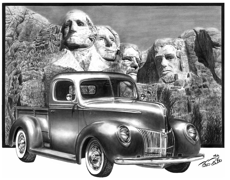 Mount Rushmore Drawing - Solid As A Rock by Peter Piatt