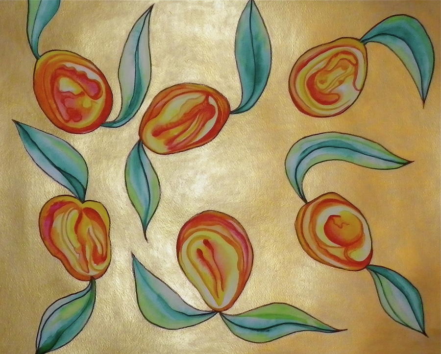 Solid Gold Dancing Mangos Painting by Erika Swartzkopf - Fine Art America