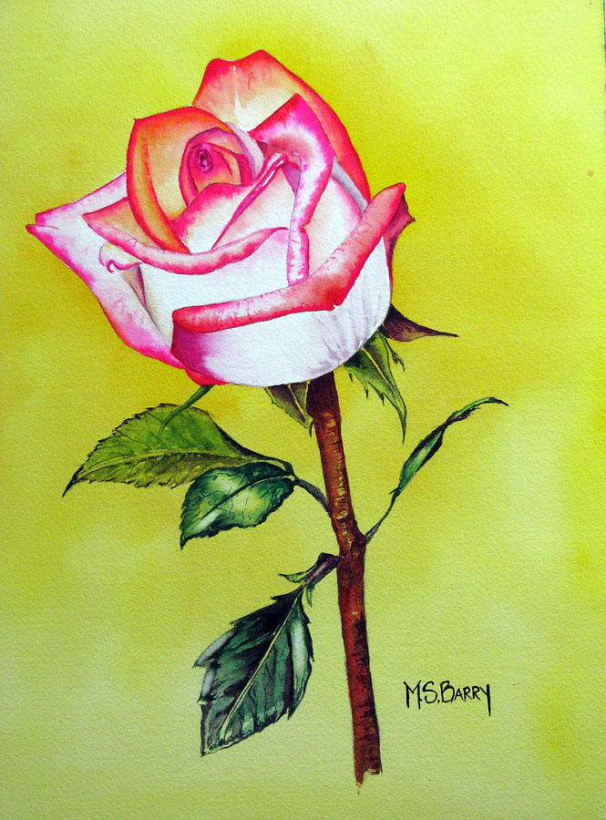 Rose Painting - Solitaire by Maria Barry