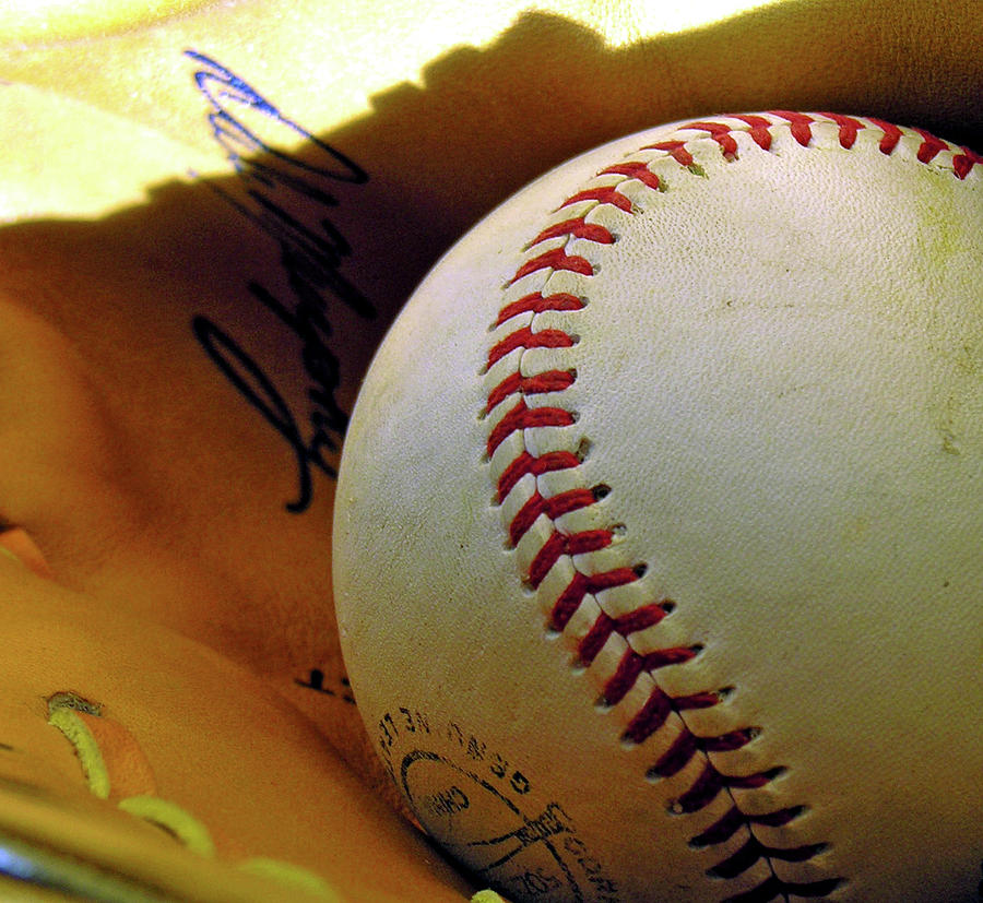 Baseball Photograph - Solitary Ball 2 by Adam Vance