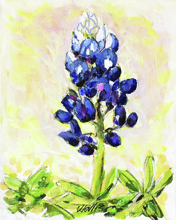Solitary Bluebonnet Painting by Charles Wallis