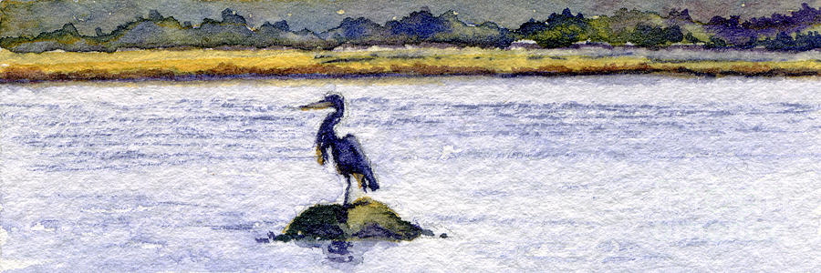 Solitary Heron Painting by Heidi Gallo