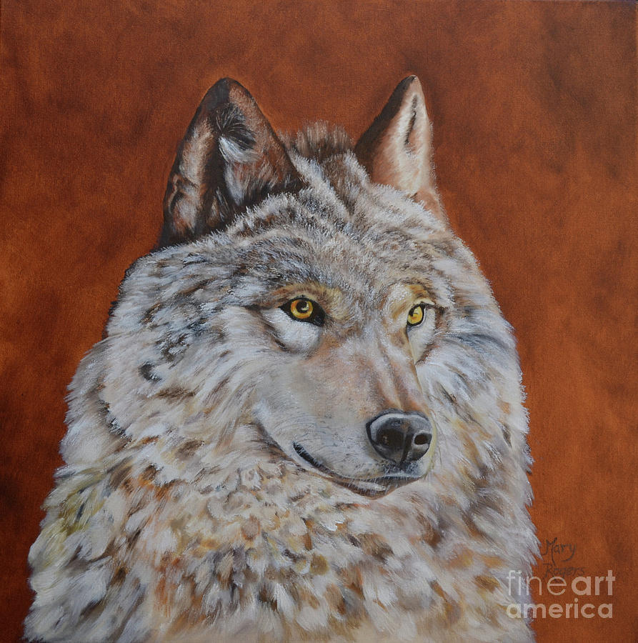 Solitary Lobo Painting by Mary Rogers