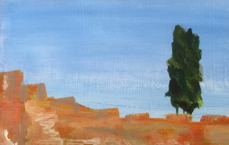 Tree Painting - Solitary Tree On Rocks by Katherine  Berlin