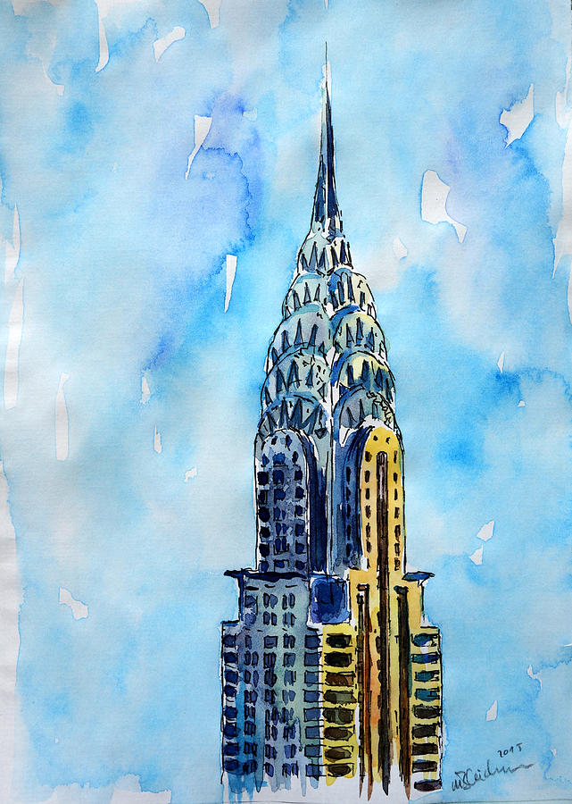 Office Gift Painting - Solitary View of Chrysler Building New York City by M Bleichner