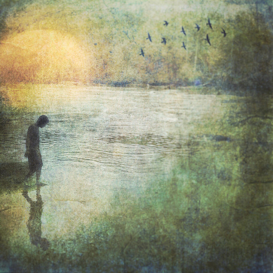 Solitary--walking In Water Digital Art by Melissa D Johnston