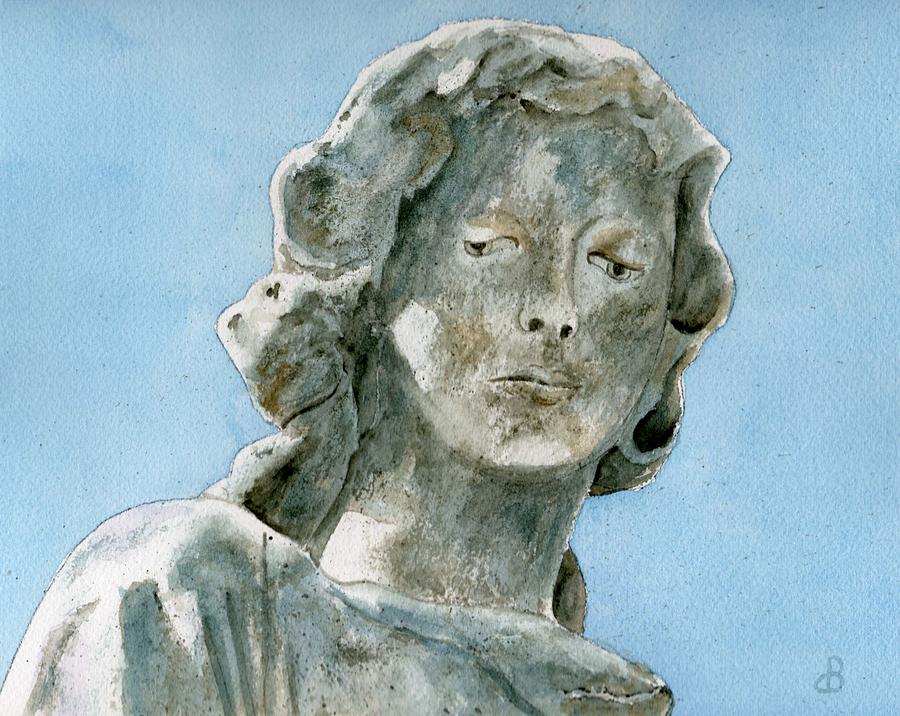 Solitude. A cemetery statue Painting by Brenda Owen