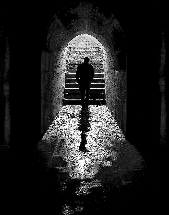 Black And White Photograph - Solitude - Ascending to the Light by Betty Denise