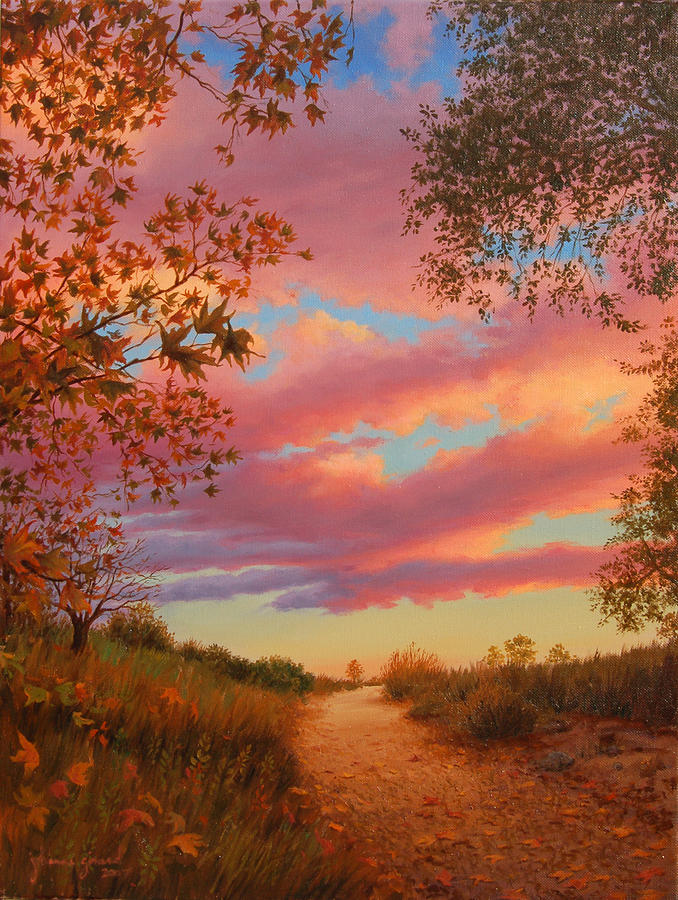 Sunset Painting - Solitude by Johanna Girard