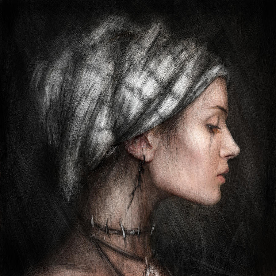 Portrait Painting - Solitude  by Justin Gedak