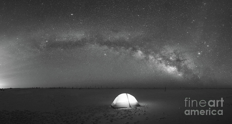 Solitude Under The Stars Pano BW Photograph by Michael Ver Sprill