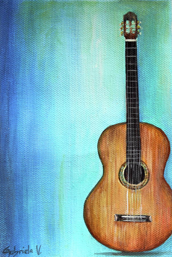 Paintings Painting - Solo De Guitarra by Gabriela Valencia Paintings Painting - Solo De Guitarra by Gabriela Valencia