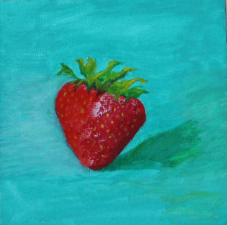 Still Life Painting - Solo Strawberry by RF Hauver