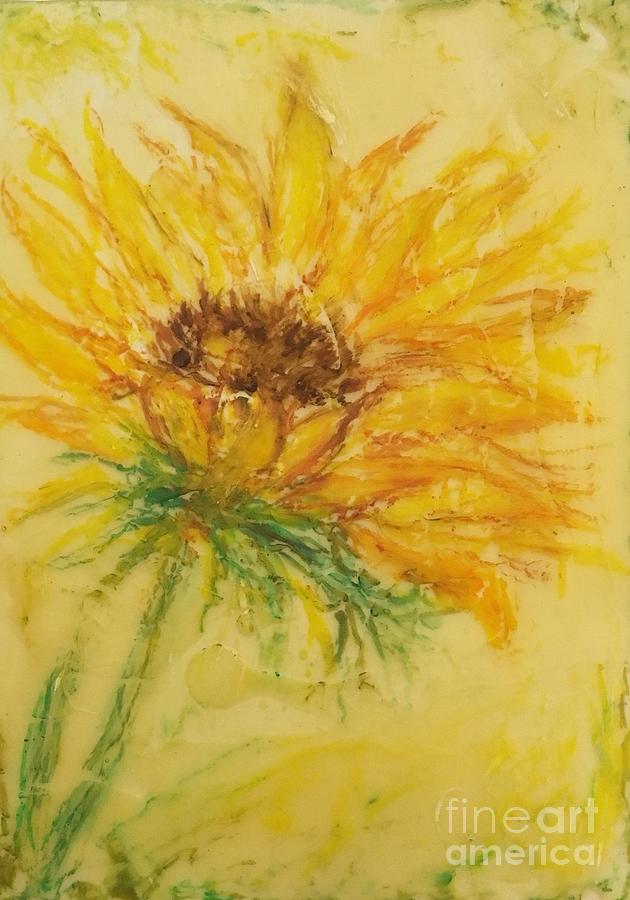 Solo Sunflower  Painting by Christine Chin-Fook