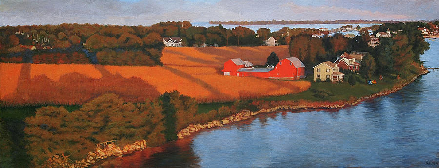 September Painting - Solomons Red Barn At Sunset by Suzanne Shelden September Painting - Solomons Red Barn At Sunset by Suzanne Shelden