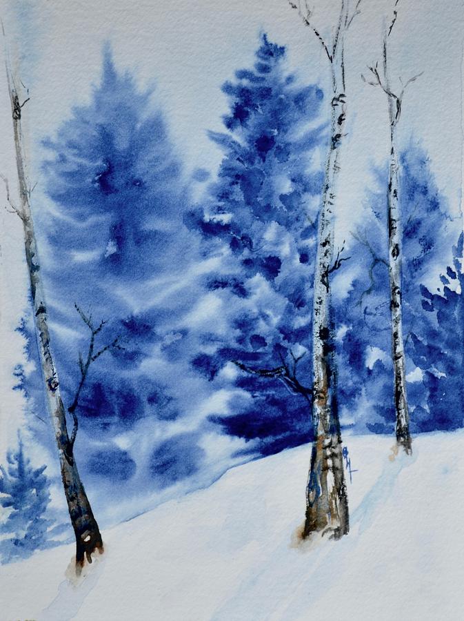 Solstice Snow Painting by Beverley Harper Tinsley