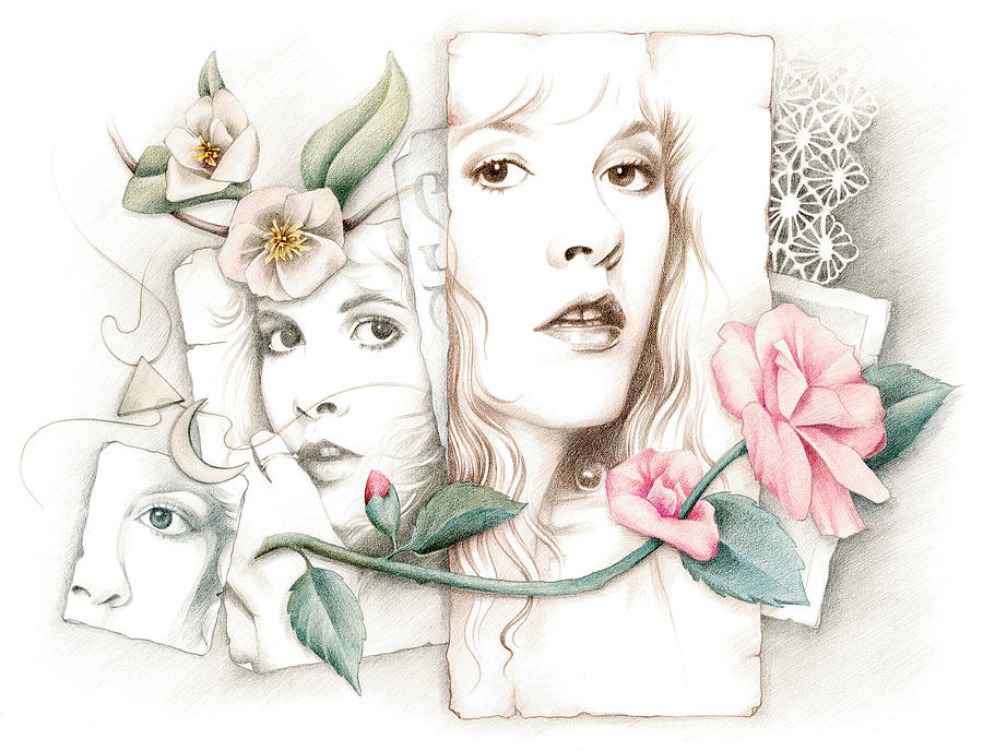 Stevie Nicks Drawing - Some Lace and Paper Flowers by Johanna Pieterman.