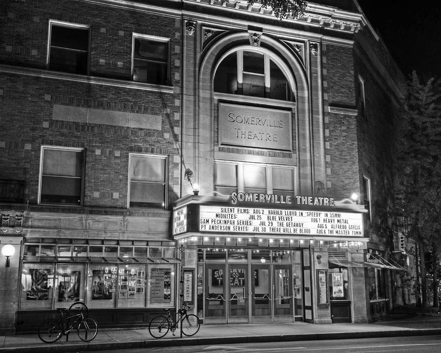 Somerville Theater in Davis Square Somerville MA Black and White Photograph by Toby McGuire