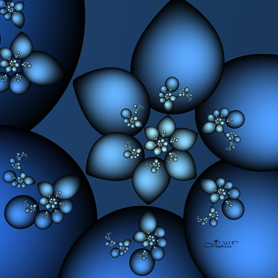 Abstract Digital Art - Something Blue by Jutta Maria Pusl