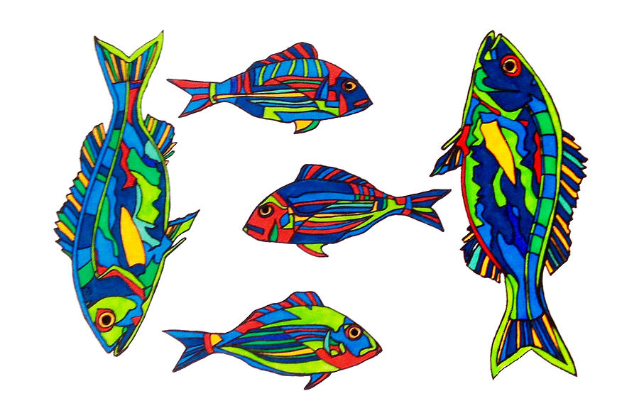 Fish Drawing - Something Fishy by Baya Clare Fish Drawing - Something Fishy by Baya Clare