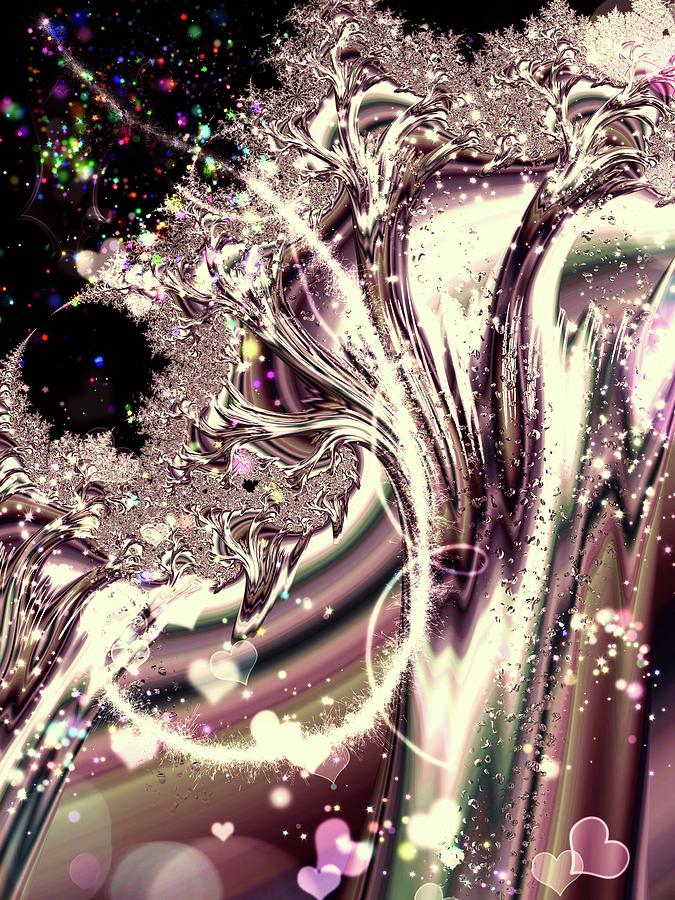 Sometimes I can See Your Sould Silver Liquid Fractal Digital Art by Cindy Boyd