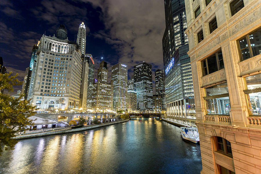 Chicago River on the DuSable Bridge Photograph by The Flying Photographer